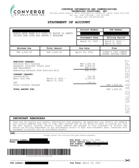 converge official receipt.
